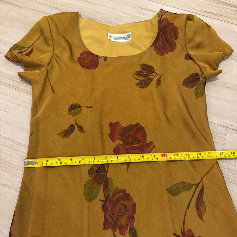 Vintage 90s Yellow Rose Floral Dress | Made in USA | Size 8 - Picture 9 of 12